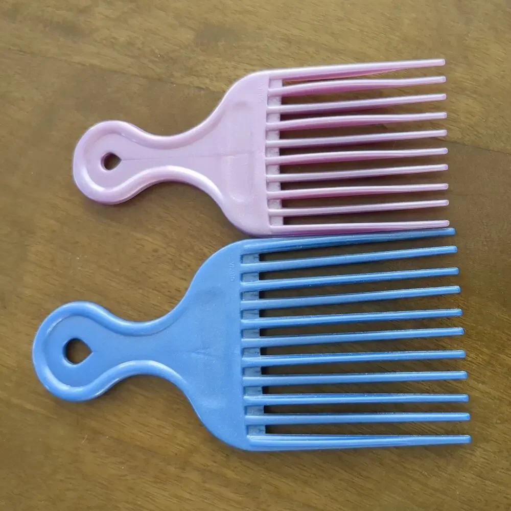 2 Vintage Conair hair pick lot lift style comb styling sparkle blue and pink